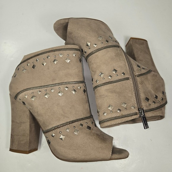 Jessica Simpson Midara Suede Peep Toe Studded Ankle Boot Size 9M - Picture 4 of 8
